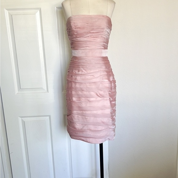 MONIQUE LHUILLIER Ruched Strapless Pink  Dress - Picture 3 of 12